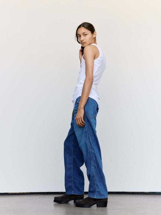  더 레터스 민소매 티셔츠 레터스 랜덤 텔레코 코튼 라운드 리브 탱크 화이트 - THE LETTERS