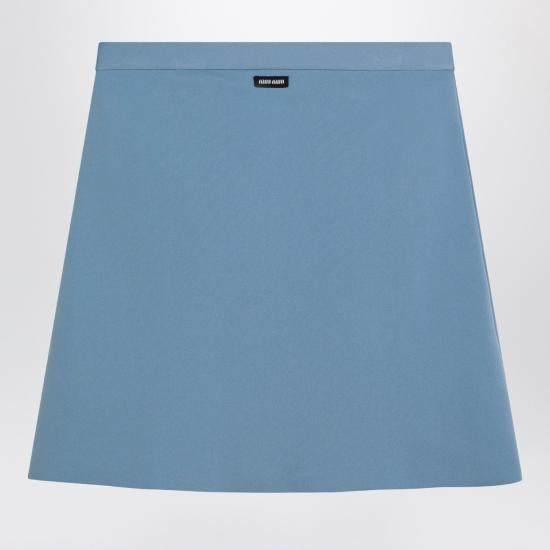  미우미우 플레어 스냅 버튼 스커트 MMG539OOO16WY Light blue - MIU MIU