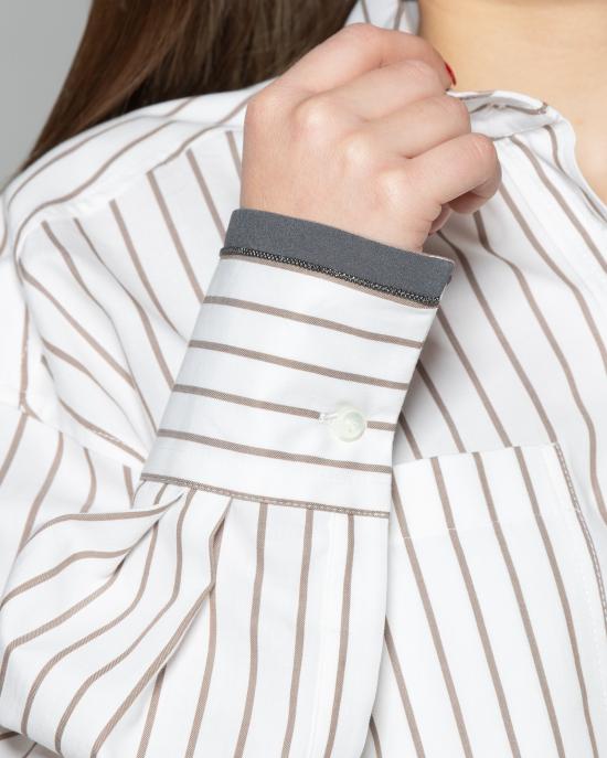 25SS 브루넬로 쿠치넬리 셔츠 MA783RD606 C015 BIANCO MARRONE - BRUNELLO CUCINELLI