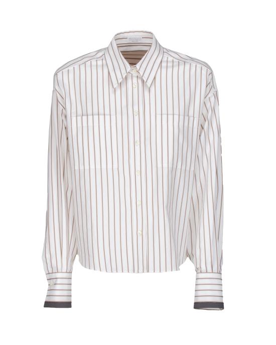 25SS 브루넬로 쿠치넬리 셔츠 MA783RD606 C015 BIANCO MARRONE