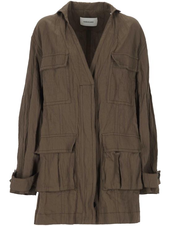 25SS 살바토레 페라가모 미디 스커트 13G998 782567 CONCRETE