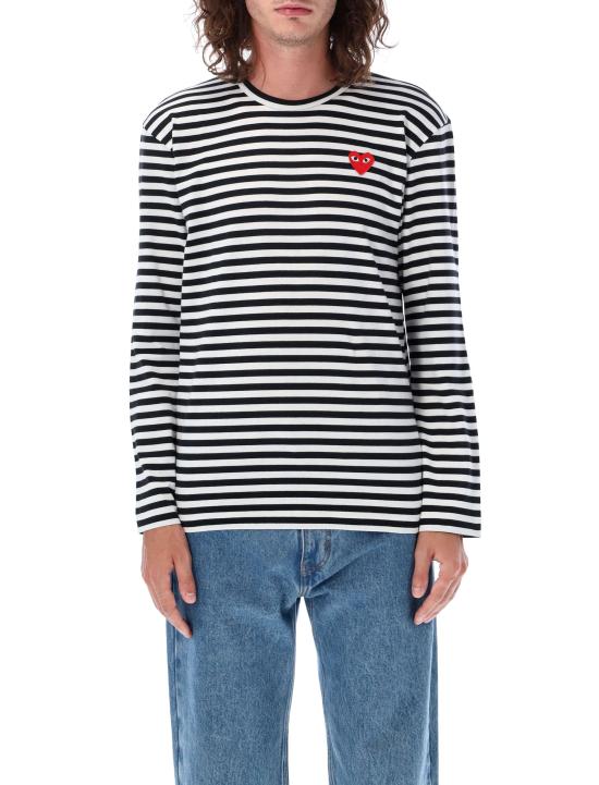 25SS 꼼데가르송 긴팔 티셔츠 AX T164 051 BLACK WHITE STRIPES - COMME DES GARCONS