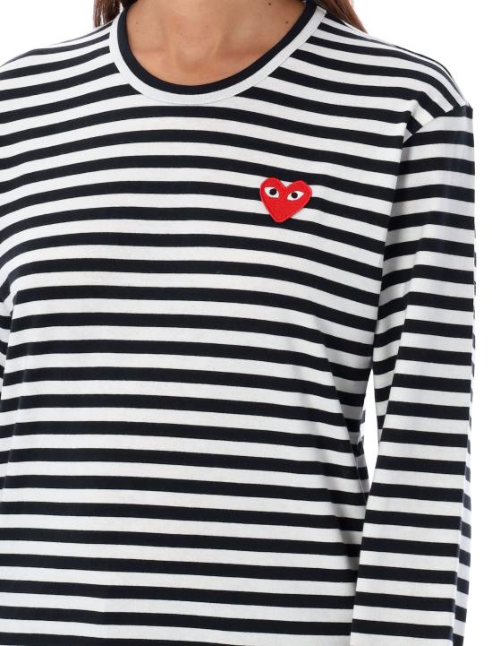 25SS 꼼데가르송 긴팔 티셔츠 AX T164 051 BLACK WHITE STRIPES - COMME DES GARCONS
