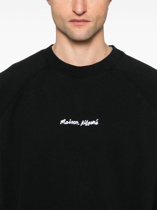 메종키츠네 자수 오버사이즈 래글런 스웨트셔츠 OM00309KM0001P199 BLACK DOM - MAISON KITSUNE