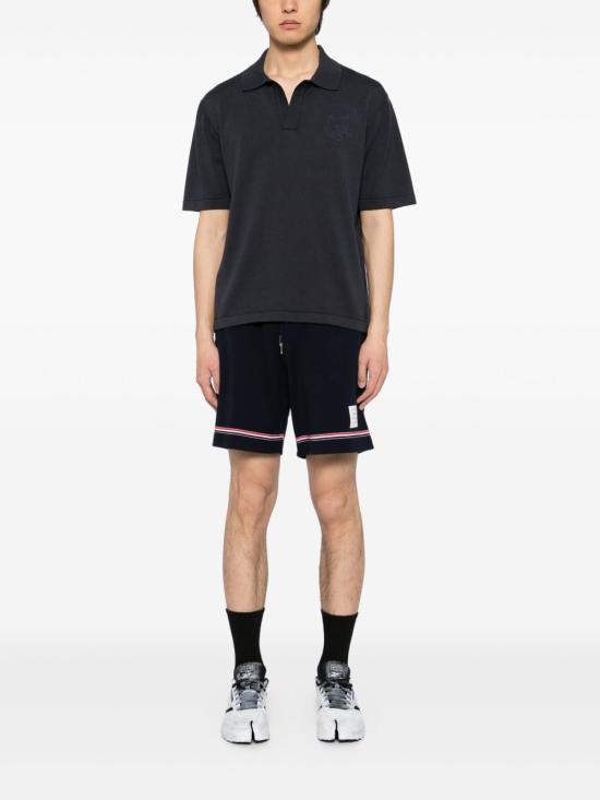 25SS 메종키츠네 볼드 폭스 헤드 자수 니티드 폴로 OM00205KT11350076 SLATE GREY DOM - MAISON KITSUNE