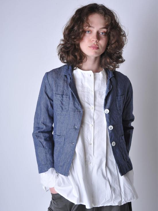  Sula Clothing LTD. 데님 자켓 Sula Clothing Ltd. 리넨 데님 스탠리 재킷 블루