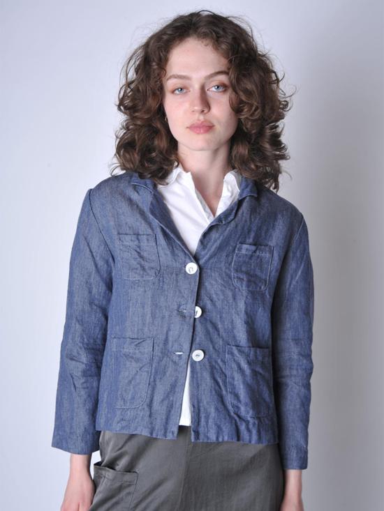  Sula Clothing LTD. 데님 자켓 Sula Clothing Ltd. 리넨 데님 스탠리 재킷 블루 - OTHER BRANDS