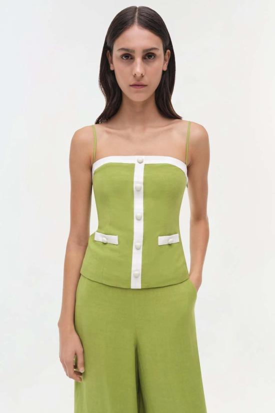  심카이 캐미솔 엘레노어 버튼다운 캐미 키위 멀티 - SIMKHAI