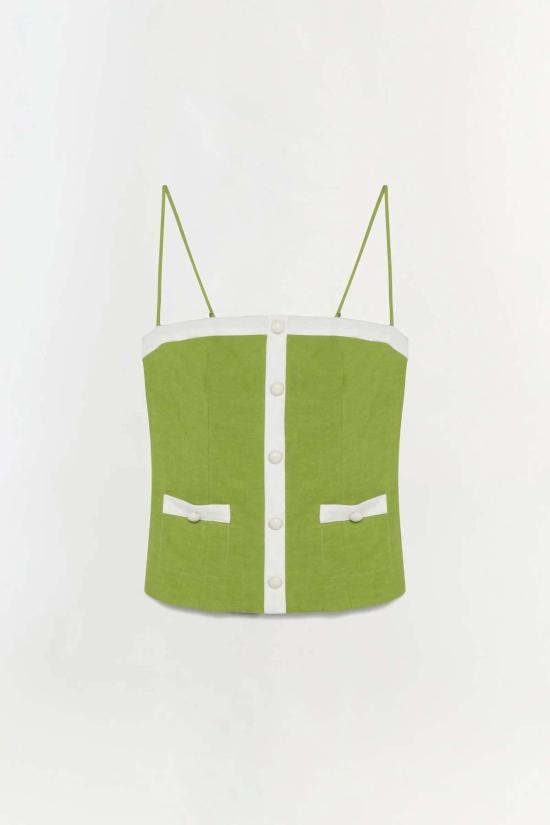  심카이 캐미솔 엘레노어 버튼다운 캐미 키위 멀티 - SIMKHAI