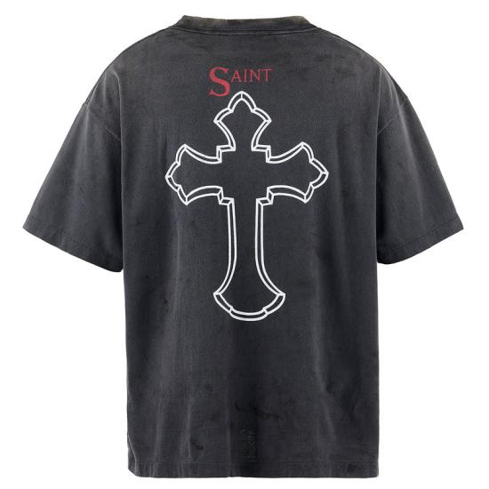 25SS 세인트 미카엘 반팔 티셔츠 HR8C14BK BLACK - SAINT MXXXXXX