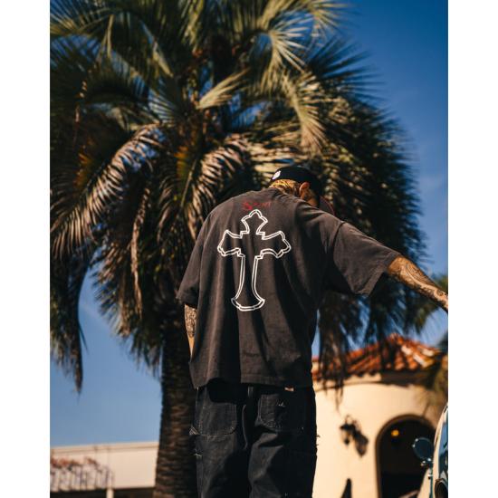 25SS 세인트 미카엘 반팔 티셔츠 HR8C14BK BLACK - SAINT MXXXXXX