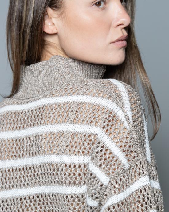 25SS 브루넬로 쿠치넬리 니트웨어 MCO558906 CKE88 TORTORA BIANCO - BRUNELLO CUCINELLI