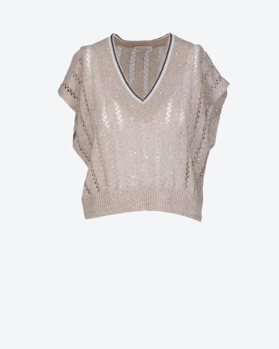 25SS 브루넬로 쿠치넬리 니트웨어 MCO559412 CJK08 Tortora - BRUNELLO CUCINELLI