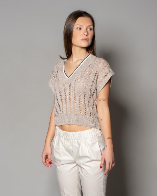 25SS 브루넬로 쿠치넬리 니트웨어 MCO559412 CJK08 Tortora - BRUNELLO CUCINELLI