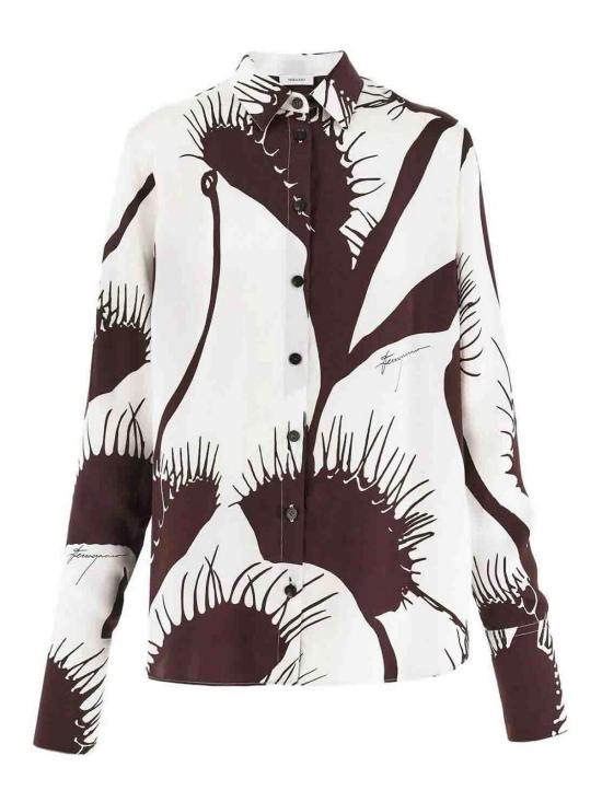 24FW 살바토레 페라가모 블라우스 13E919WHITE Dark Brown
