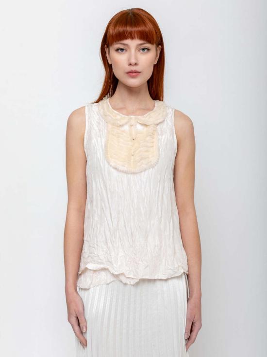  Hazel Brown 캐미솔 러플 요크와 언더 이 있는 헤이즐 브라운 블라우스 - OTHER BRANDS