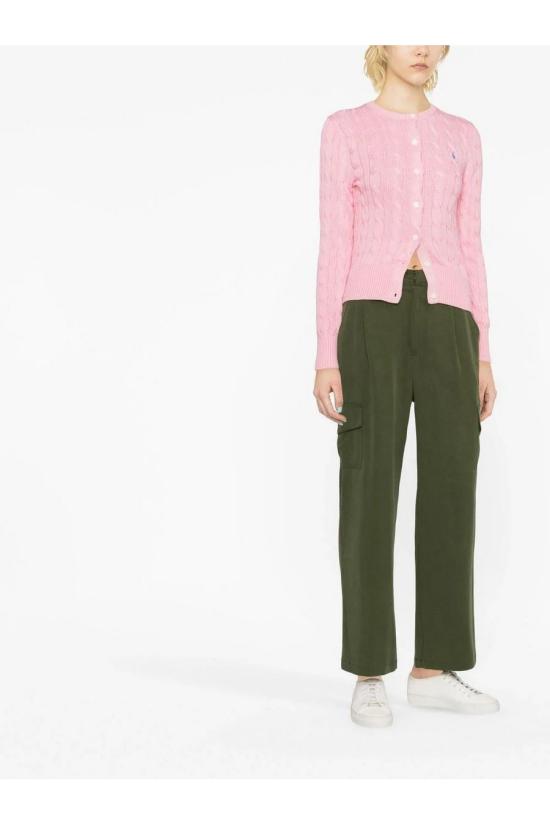 25SS 폴로 랄프로렌 포니 로고 자수 케이블 니트 크루넥 가디건  211891643004 Pink - POLO RALPH LAUREN