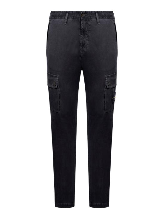 25SS 스톤 아일랜드 3100303 코튼 캔버스 올드 이펙트 슬림 핏 카고 팬츠 K1S153100303S00WAV0129 BLACK DOM