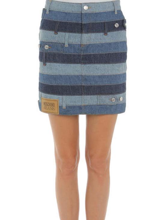 24FW 모스키노 미디 스커트 010337351888 Blue - MOSCHINO