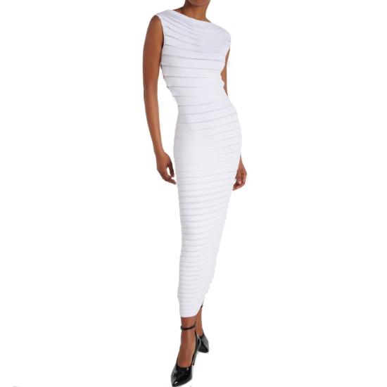 24FW 알라이아 롱 원피스 AA9R24195M865 000 White - ALAIA