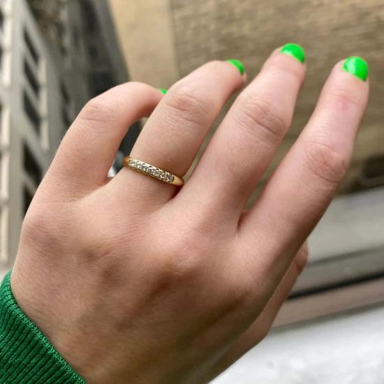  제니 권 디자인스 반지 제니 권 디자인 츄비 하프 라운드 세미 파베 밴드 14K 로즈/14K 옐로우/14K 화이트