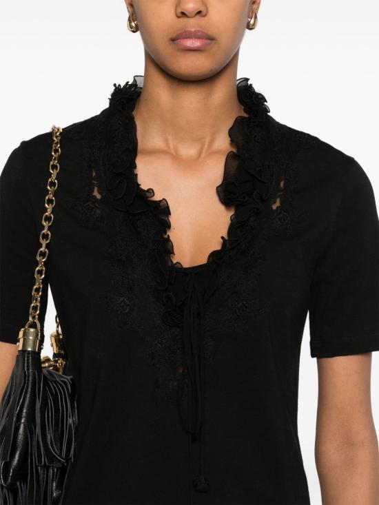 25SS 에르마노 설비노 반팔 티셔츠 D462L353 DUX95708 Black - ERMANNO SCERVINO