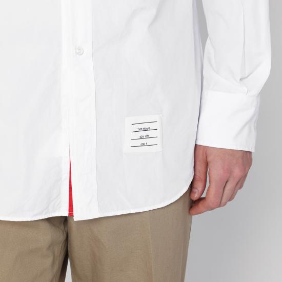 25FW 톰브라운 그로그랭 플래킷 솔리드 포플린 셔츠 MWL010E03113 White - THOM BROWNE