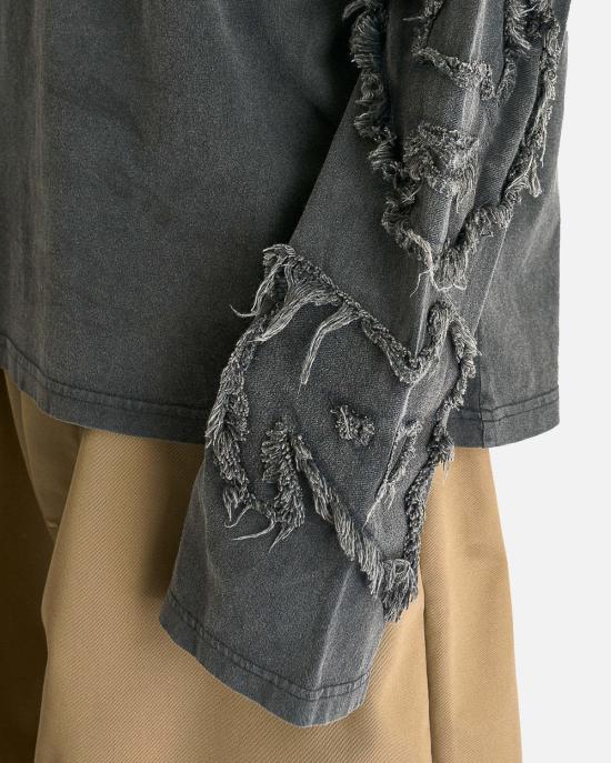  아크네 스튜디오 긴팔 티셔츠 디스트레스드 롱슬리브 탑 페이디드 블랙 - ACNE STUDIOS