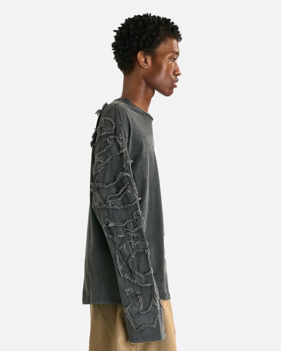  아크네 스튜디오 긴팔 티셔츠 디스트레스드 롱슬리브 탑 페이디드 블랙 - ACNE STUDIOS