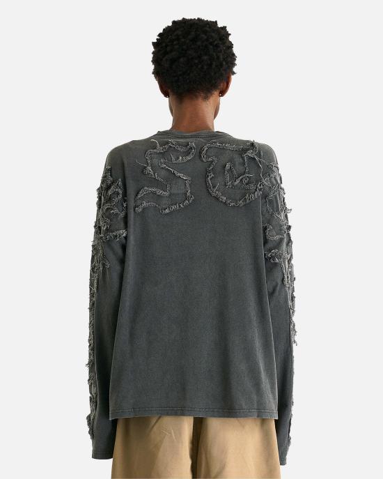  아크네 스튜디오 긴팔 티셔츠 디스트레스드 롱슬리브 탑 페이디드 블랙 - ACNE STUDIOS