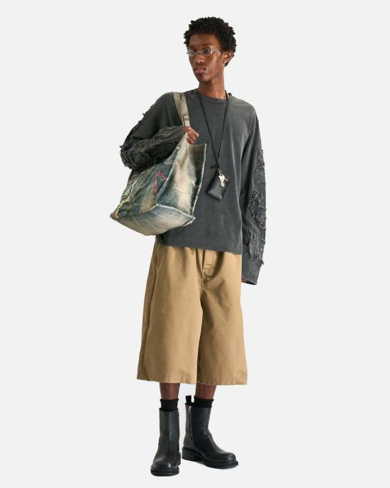  아크네 스튜디오 긴팔 티셔츠 디스트레스드 롱슬리브 탑 페이디드 블랙 - ACNE STUDIOS