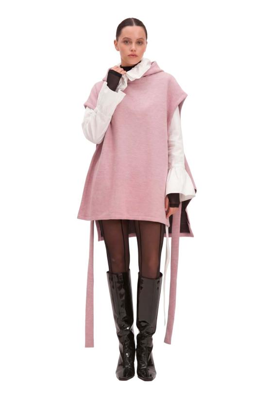  모노수트 베스트 모노슈트 웜 후드 조끼 로즈/블랙