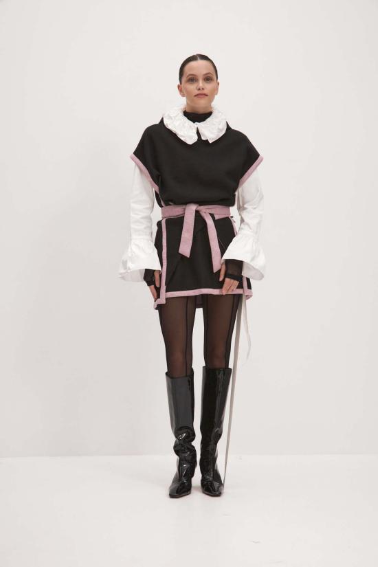  모노수트 베스트 모노슈트 웜 후드 조끼 로즈/블랙 - MONOSUIT