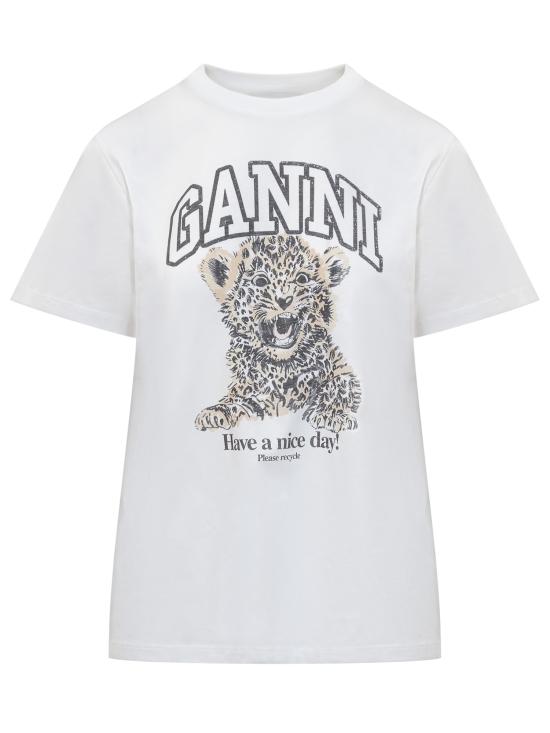 25FW 가니 베이직 저지 레오파드 릴렉스드 티셔츠 T4124943 LEOPARD DOM