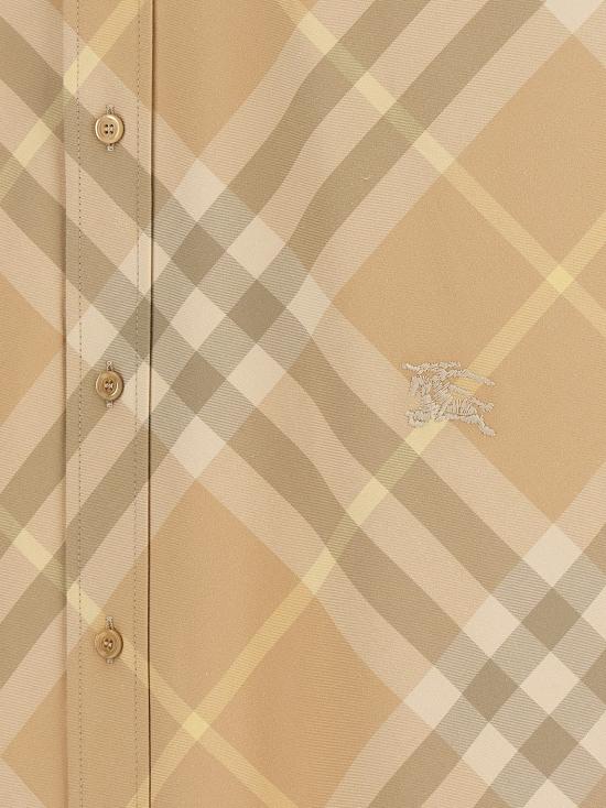  버버리 체크 반팔 셔츠 8082478FLAX - BURBERRY