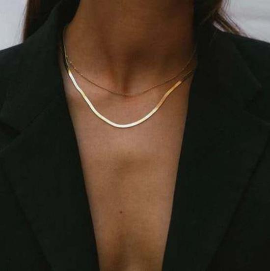  바비 카 목걸이/팬던트 헤링본 목걸이 옐로우 골드 - BOBBIE CARR