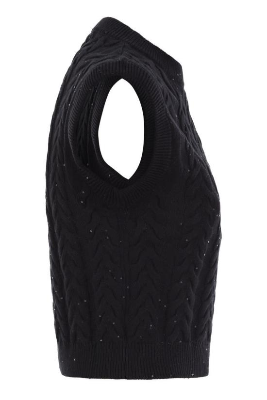 25SS 브루넬로 쿠치넬리 베스트 MDV798130C101 Black - BRUNELLO CUCINELLI