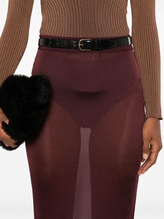 24FW 생로랑 미디 스커트 811119 Y75YK5080 Purple - SAINT LAURENT