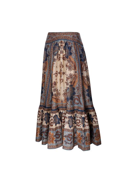 25FW 짐머만 롱 스커트 3479SSS253 BLUE CREAM INDIENNE FLORAL - ZIMMERMANN