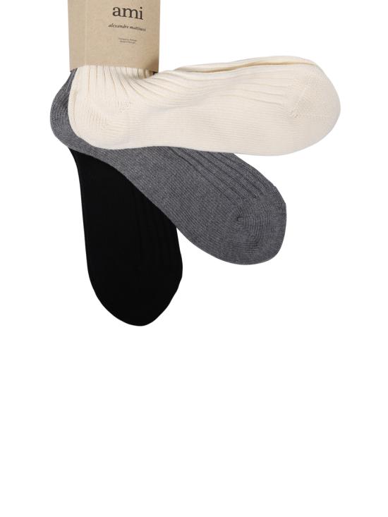 25SS 아미 양말 BFUSC003 379 971 OFF WHITE GREY BLACK - AMI