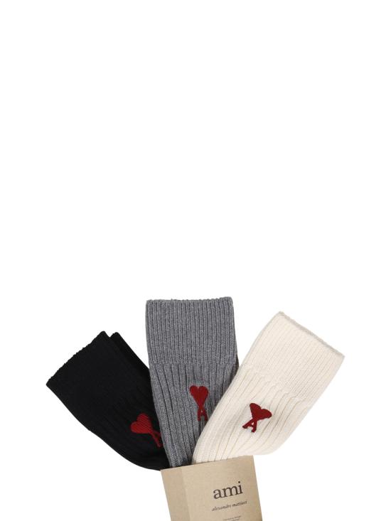 25SS 아미 양말 BFUSC003 379 971 OFF WHITE GREY BLACK - AMI