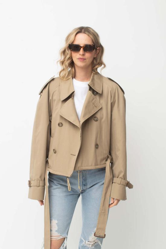  Mokey X Preservation 트렌치 코트 모키 X 프레저베이션 리워크 크롭 트렌치 재킷