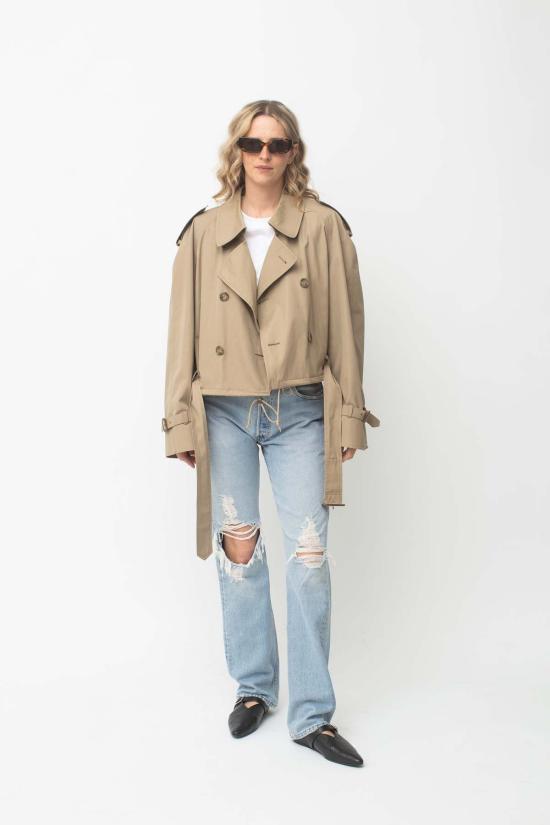  Mokey X Preservation 트렌치 코트 모키 X 프레저베이션 리워크 크롭 트렌치 재킷 - OTHER BRANDS