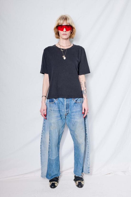  영메이븐 반팔 티셔츠 정메이븐 크롭 실버레이크 티셔츠 블랙 - JUNGMAVEN