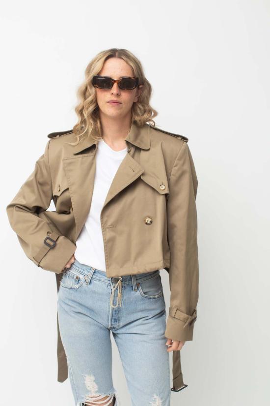  Mokey X Preservation 트렌치 코트 모키 X 프리저베이션 리워크 크롭 트렌치코트 S - OTHER BRANDS