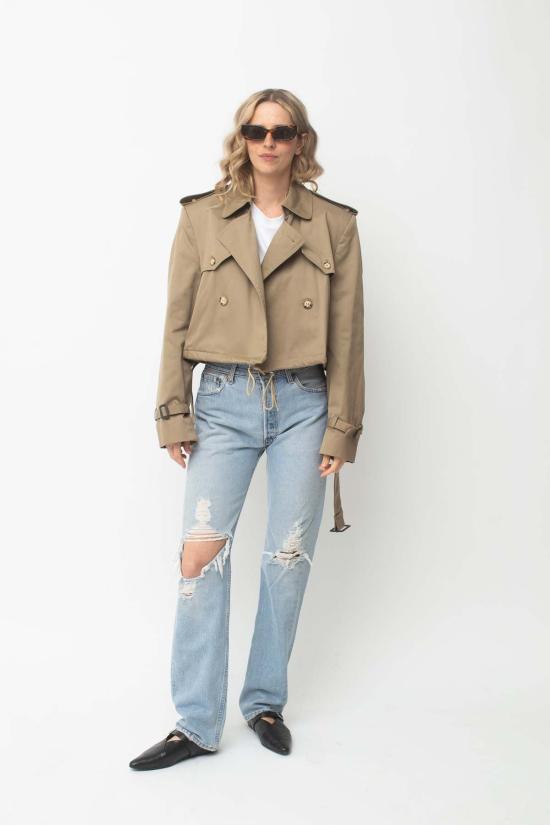  Mokey X Preservation 트렌치 코트 모키 X 프리저베이션 리워크 크롭 트렌치코트 S - OTHER BRANDS