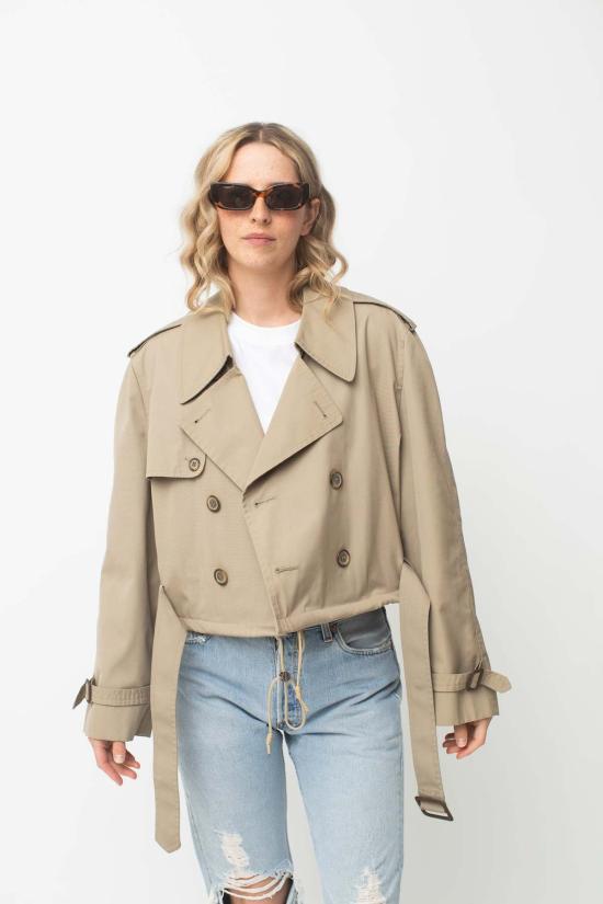  Mokey X Preservation 트렌치 코트 모키 X 프리저베이션 리워크 크롭 트렌치코트 M