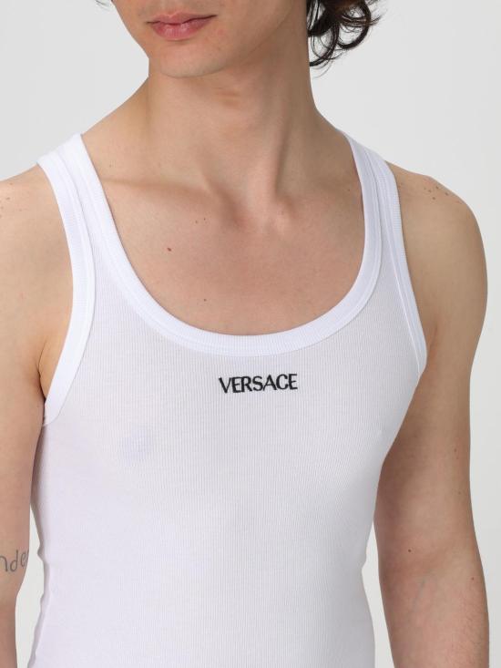 25FW 베르사체 민소매 티셔츠 10131251A09410 1W000 White - VERSACE