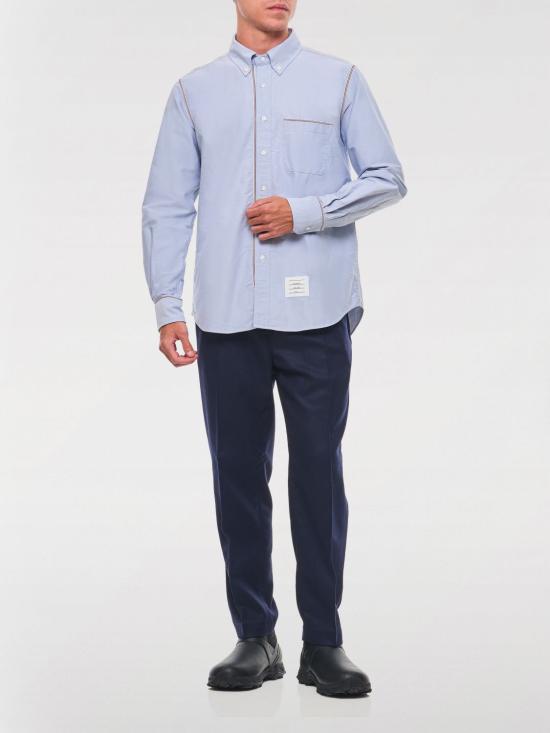 25SS 톰브라운 스트레이트 핏 롱슬리브 옥스포드 셔츠  MWL406AF0313 480 Gnawed Blue - THOM BROWNE