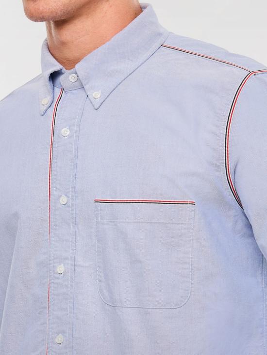 25SS 톰브라운 스트레이트 핏 롱슬리브 옥스포드 셔츠  MWL406AF0313 480 Gnawed Blue - THOM BROWNE